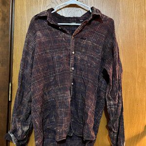 Distressed Plaid Oversized Urban Outfitters Shirt